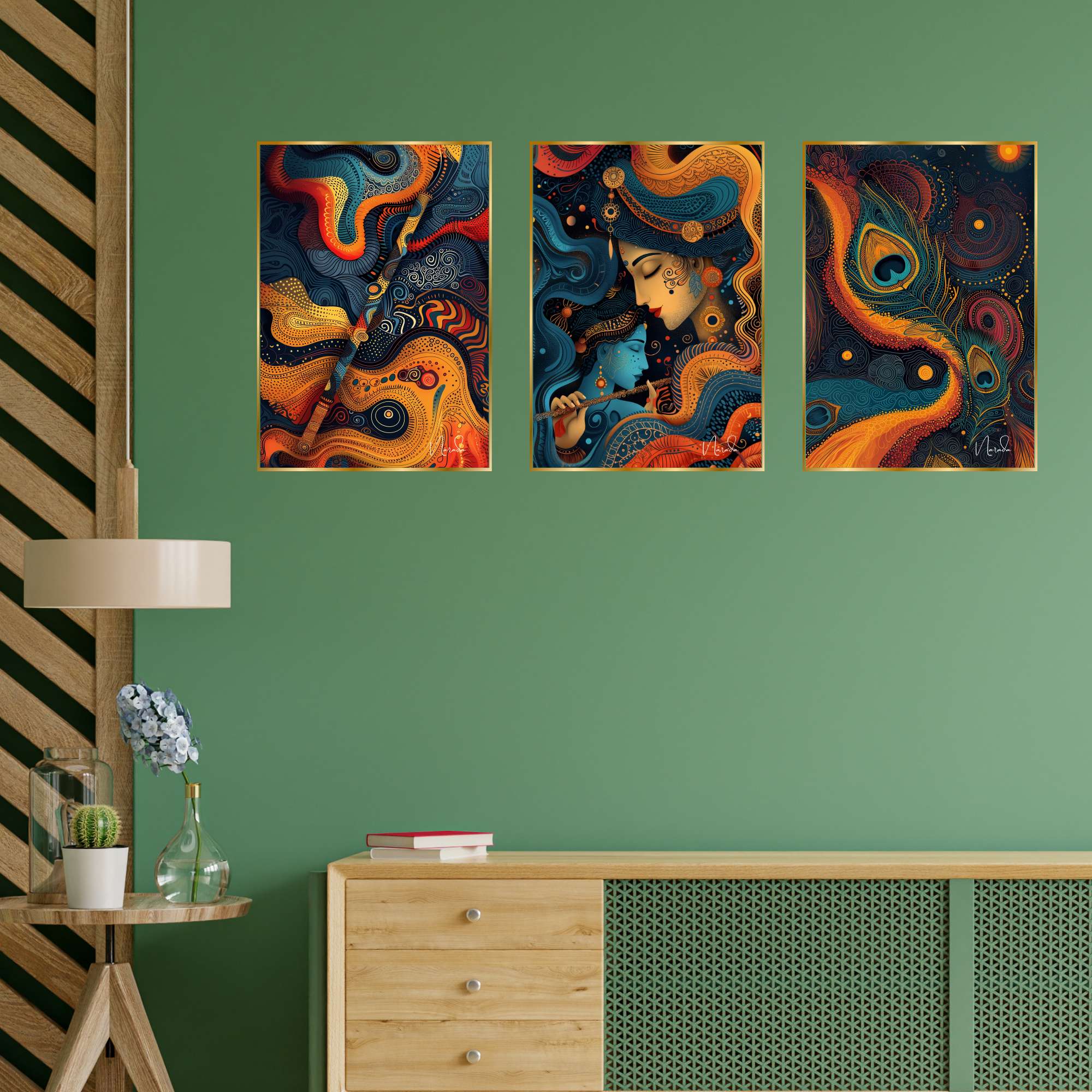 Set of Three Wall Paintings for Wall Dacoration Golden Framed Wall Paintings for Living Room & Bedroom Wall Art for Home Decoration & Office Wall Décor (18x12 inch CH-GD3-3) - Image 2