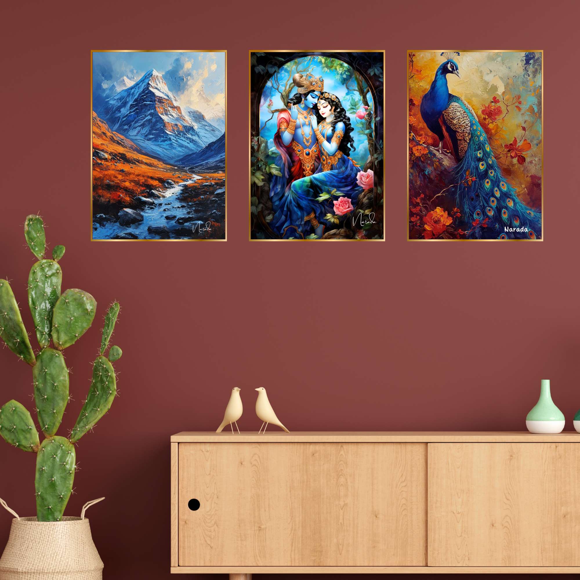 Set of Three Wall Paintings for Wall Dacoration Golden Framed Wall Paintings for Living Room & Bedroom Wall Art for Home Decoration & Office Wall Décor (18x12 inch CH-GD3-1) - Image 2